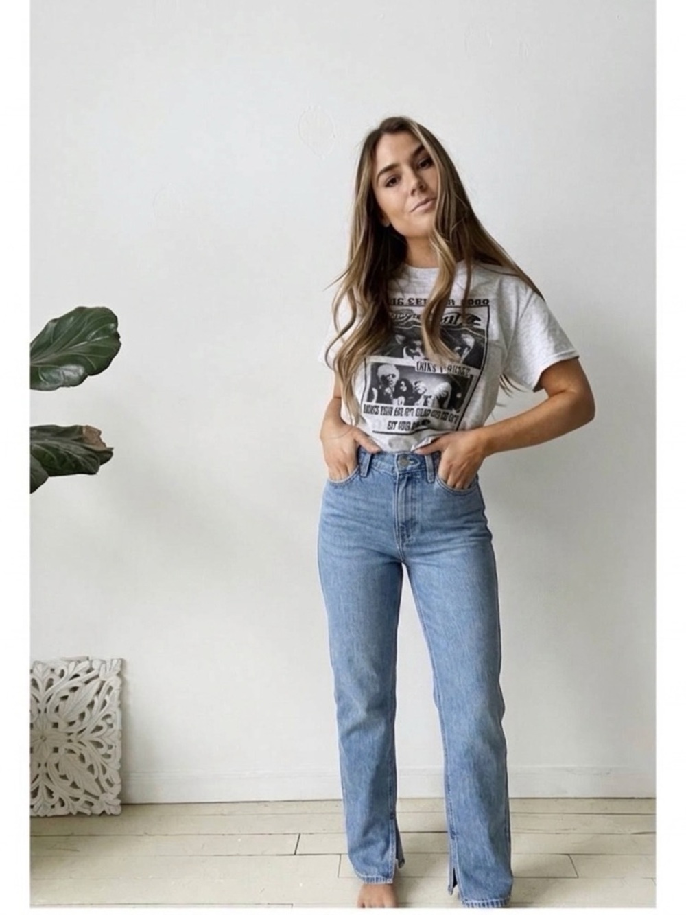 House of Harlow Super high-rise straight split ankle jeans sz 29 100% Cotton